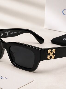 Off-White Black Sunglasses with Gold Arrow Logo